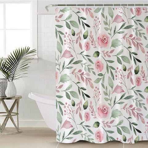 Image of Pink Rose Monogram SWYL3588 Shower Curtain