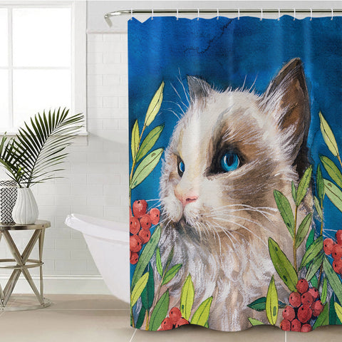 Image of Tropical Fruit Cat SWYL3589 Shower Curtain