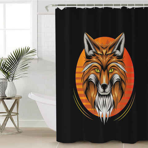 Image of Orange Wolf Illustration SWYL3597 Shower Curtain