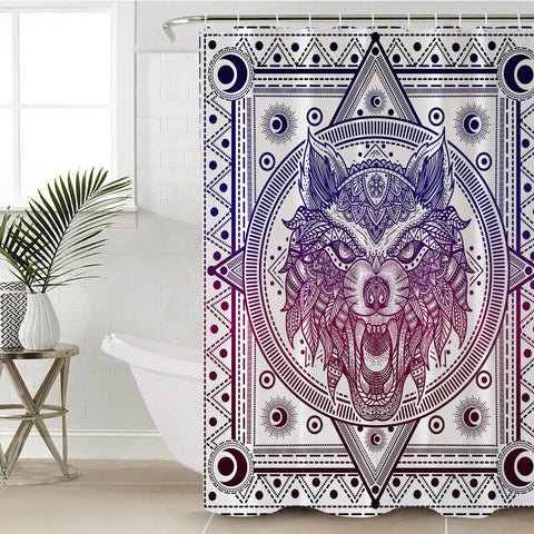 Image of Angry Wolf B&W Bandana SWYL3602 Shower Curtain