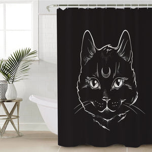 B&W Moon Cat SWYL3651 Shower Curtain