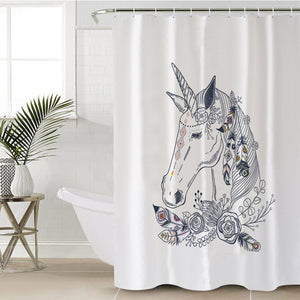 Floral Unicorn Sketch SWYL3652 Shower Curtain