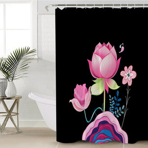 Lotus Flowers Illustration SWYL3661 Shower Curtain