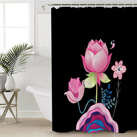 Image of Lotus Flowers Illustration SWYL3661 Shower Curtain