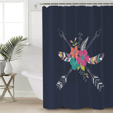 Image of Floral Arrows & Feather SWYL3668 Shower Curtain