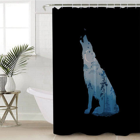 Image of Night Forest Wolf SWYL3673 Shower Curtain