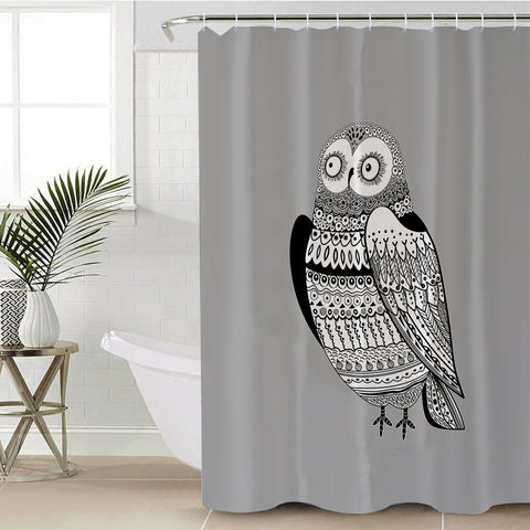 Image of B&W Aztec Owl SWYL3674 Shower Curtain