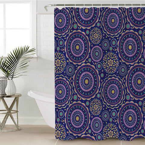 Image of Dark Blue Mandala SWYL3675 Shower Curtain