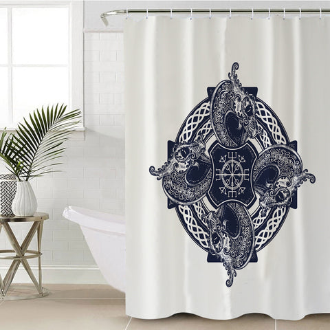 Image of Navy Ancient Mandala SWYL3683 Shower Curtain