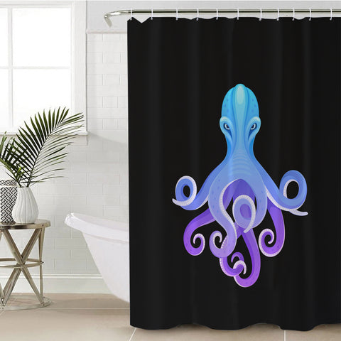 Image of Gradient Blue&Purple Angry Octopus SWYL3687 Shower Curtain
