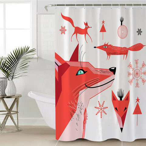 Image of Winter Funny Shapes of Fox SWYL3688 Shower Curtain