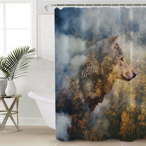 Image of Cozy Forest Wolf SWYL3689 Shower Curtain
