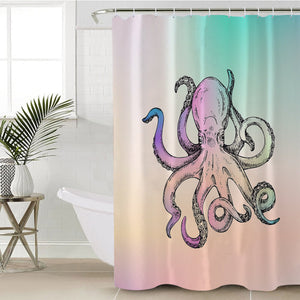 Multicolor Gradient Octopus SWYL3692 Shower Curtain