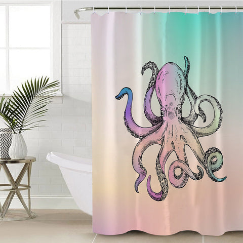 Image of Multicolor Gradient Octopus SWYL3692 Shower Curtain