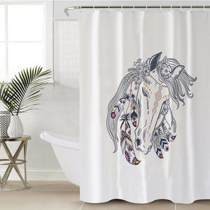 Female Dreamcatcher Horse Sketch SWYL3694 Shower Curtain