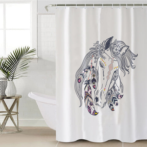 Image of Female Dreamcatcher Horse Sketch SWYL3694 Shower Curtain