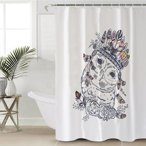 Feather & Floral Owl Sketch SWYL3695 Shower Curtain