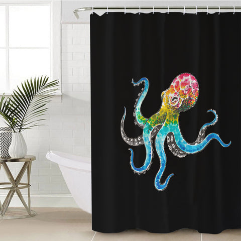 Image of Multicolor Dot Octopus SWYL3696 Shower Curtain