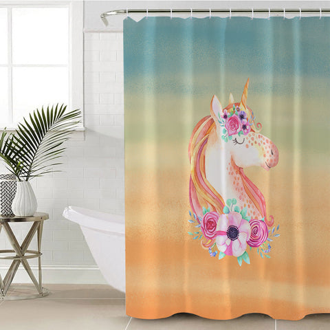 Image of Pastel Floral Unicorn SWYL3702 Shower Curtain