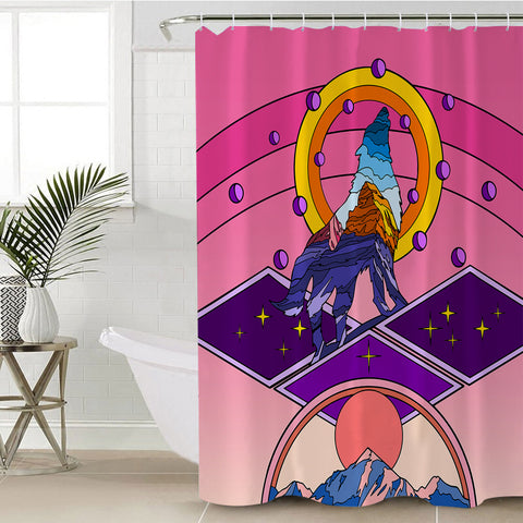 Image of Universe Wolf - Mountain Illustration SWYL3703 Shower Curtain