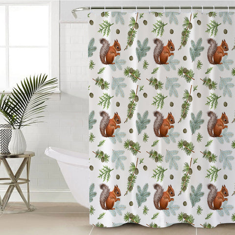 Image of Squirrel and Chestnut Monogram SWYL3739 Shower Curtain