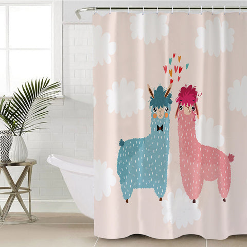Image of Cute In-Love Alpaca SWYL3740 Shower Curtain