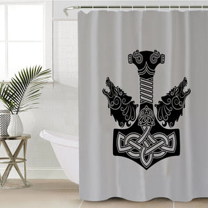 B&W Wolf Knife Warrior Logo SWYL3742 Shower Curtain