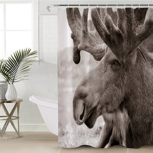 Old Reindeer Head SWYL3743 Shower Curtain