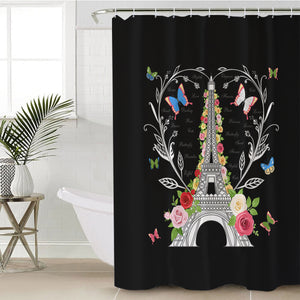 Paris Butterfly and Floral Eiffel SWYL3749 Shower Curtain