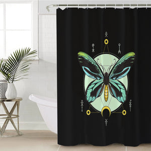 Neon Green and Blue Gradient Butterfly Illustration SWYL3751 Shower Curtain