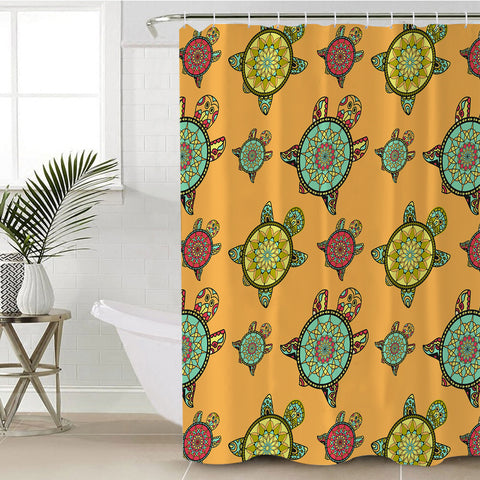 Image of Colorful Mandala Turtles Monogram SWYL3764 Shower Curtain