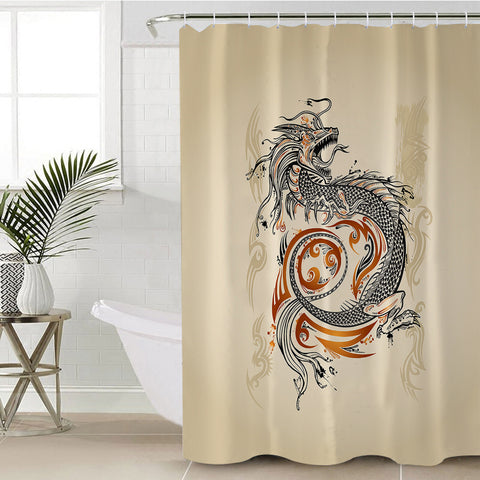 Image of Gold Asian Dragon Beige SWYL3798 Shower Curtain