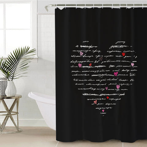 Image of Love Text in Heart SWYL3799 Shower Curtain