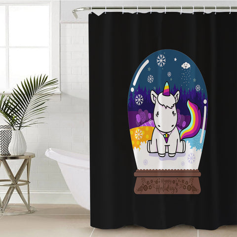 Image of Cute Unicorn in Snow Globe SWYL3809 Shower Curtain