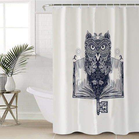 Image of Owl in Book Sketch SWYL3811 Shower Curtain