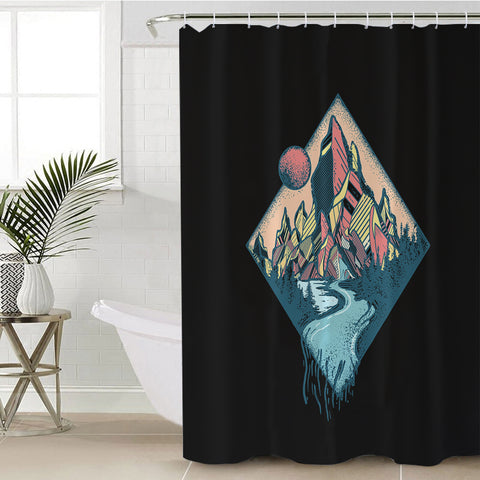 Image of Night Forest Illustration SWYL3815 Shower Curtain