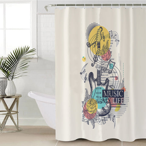 Image of Music Life - Electric Guitar Sketch SWYL3817 Shower Curtain