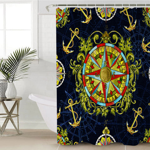 Image of Vintage Ocean Compass SWYL3820 Shower Curtain