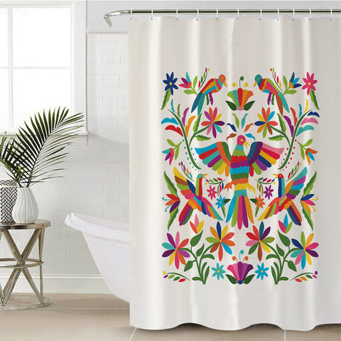 Image of Colorful Bird Art SWYL3822 Shower Curtain