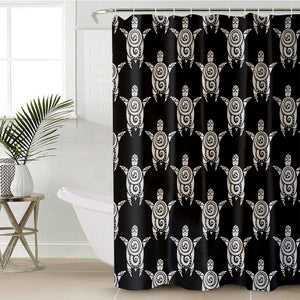Black & Grey Mandala Turtle Monogram SWYL3861 Shower Curtain