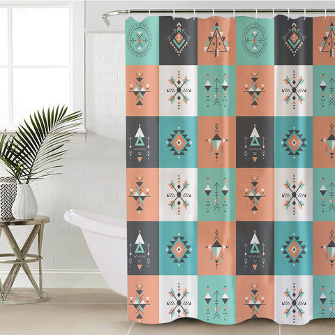Image of Colorful Pastel Aztec Checkerboard SWYL3869 Shower Curtain