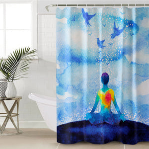 Human Heat Yoga Blue Theme SWYL3874 Shower Curtain