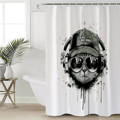 Image of Swag Sunglass Music Headphone Cat SWYL3880 Shower Curtain