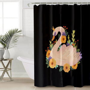 Floral Mute Swan Illustration Art SWYL3882 Shower Curtain