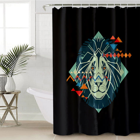 Image of Lion Triangle Geometric Illustration SWYL3917 Shower Curtain