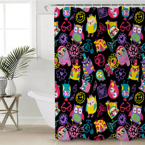 Cute Colorful Owls Cartoon SWYL3920 Shower Curtain