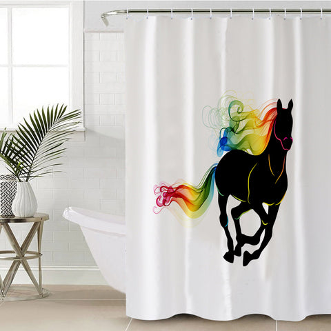 Image of Rainbow Gradient Color Horse SWYL3921 Shower Curtain