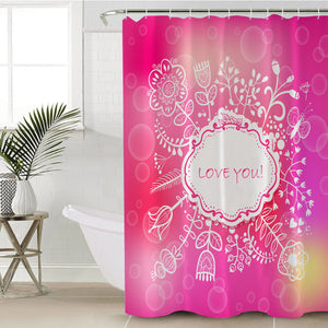 Love You Floral White Frame SWYL3923 Shower Curtain