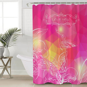 Love You Bird On Flower Pink Theme SWYL3924 Shower Curtain