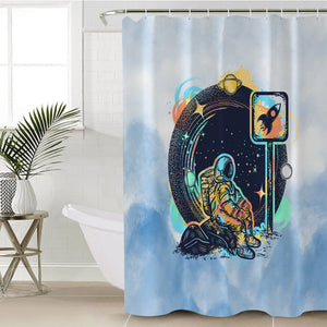 Outspace Astronaut - Watercolor Pastel Theme SWYL3934 Shower Curtain